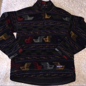 Patagonia dark tribal print quarter zip fleece
